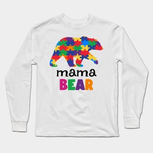 Puzzle Mama Bear Autism Awareness Gift for Birthday, Mother's Day, Thanksgiving, Christmas Long Sleeve T-Shirt